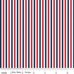 Patriotic 1/8 Stripe (red, white, blue) by Riley Blake Designs - C495-PATRIOTIC