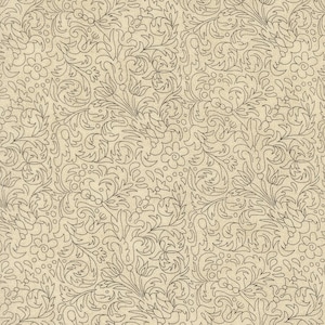 May include: A seamless pattern featuring a beige background with a detailed, dark brown floral design. The pattern includes stylized flowers, leaves, and swirling vines, creating a classic, ornate aesthetic. The design is evenly distributed across the surface.