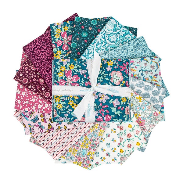 Riley Blake Designs Cotton Shades Sea Breeze Fat Quarter Bundle — 14 Pieces, 18" X 22", 100% Cotton Quilt Fabric