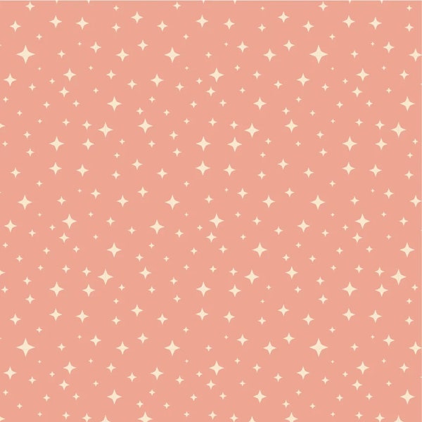 Moonbeam Dreams Star Bright Coral by Amanda Grace for Poppie Cotton - MD23857