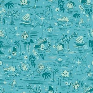 Forever Neverland Neverland Map Lagoon by Jill Howarth for Riley Blake Designs - C15902-PEACOCK