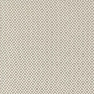 May include: A close-up of a fabric with a repeating diamond grid pattern. The grid lines are a muted gray color, and the background is a light beige. The pattern is evenly spaced and covers the entire surface.