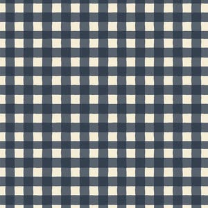 May include: A seamless pattern featuring a classic gingham design. The pattern consists of a grid of alternating dark blue and cream-colored squares, creating a timeless and versatile aesthetic. This design is suitable for various applications, including fabric, wallpaper, and digital backgrounds.