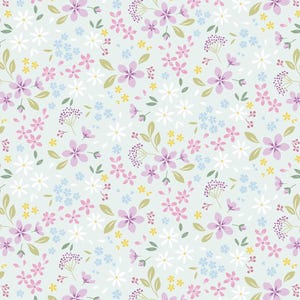 The Pressed Flower Collection Floral Ode Light Teal by Cassandra Connolly for Lewis & Irene - CC52.2