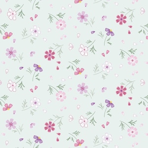 The Pressed Flower Collection Floral Affections Pale Teal by Cassandra Connolly for Lewis & Irene - CC53.1