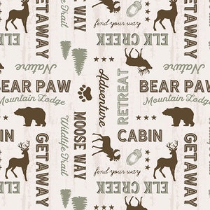 Wildlife Trail Words All Over Cream by Jennifer Pugh for Wilmington Prints - 1828 82662 227