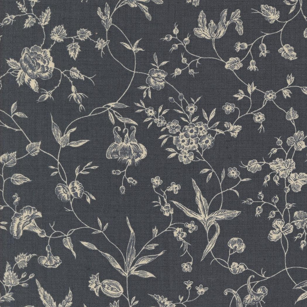 Sacre Bleu Indigo Pivoine Florals Vines by French General for Moda Fabrics - 13973 18