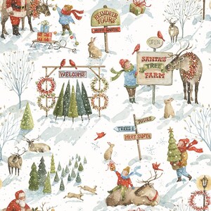 Santa&#39;s Tree Farm Main Snowy by Lisa Audit for Riley Blake Designs - CD16450-SNOWY