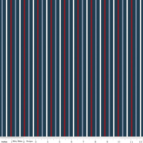 Red, White, and True Stripes Navy by Dani Mogstad for Riley Blake Designs - C13188-NAVY