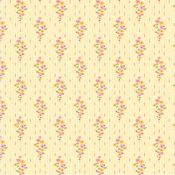 Hollyhock Lane Love At Home Yellow by Sheri McCulley for Poppie Cotton - HL23808