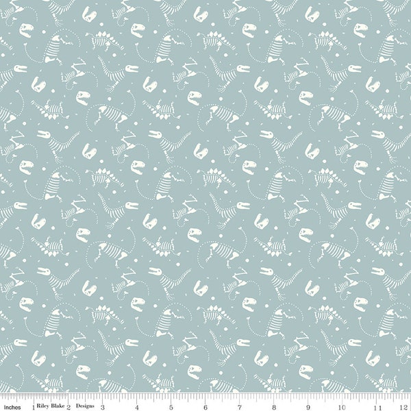 Roar Dino Bones Blue by Citrus & Mint Designs for Riley Blake Designs - C12463-BLUE