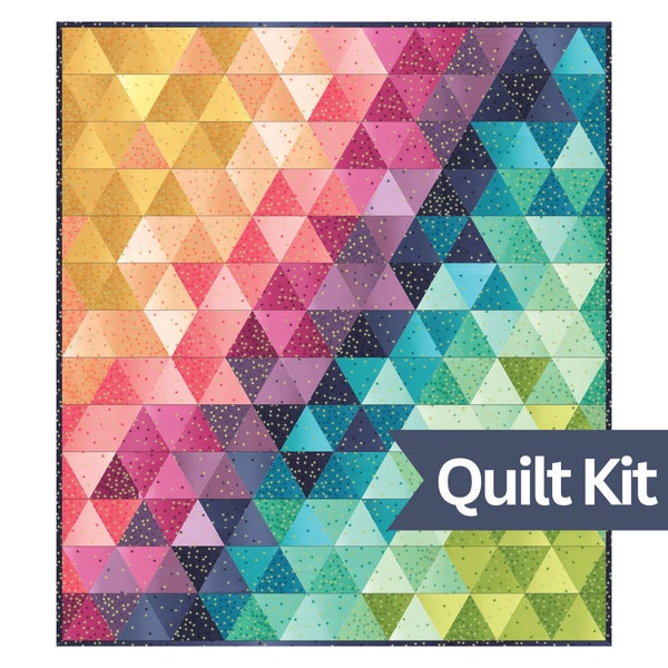 Ombre Triangles Quilt Kit by V and Co for Moda Fabrics with Ombre Confetti Fabric - quilt kit with printed pattern