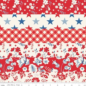 Freedom Garden Cheater Print Red by My Mind&#39;s Eye for Riley Blake Designs - C15621-WHITE