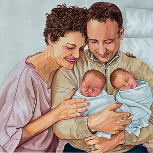 Your Custom Handmade Original Portrait Painting From Photo, Personalized Custom Family Portrait Original Watercolor Painting