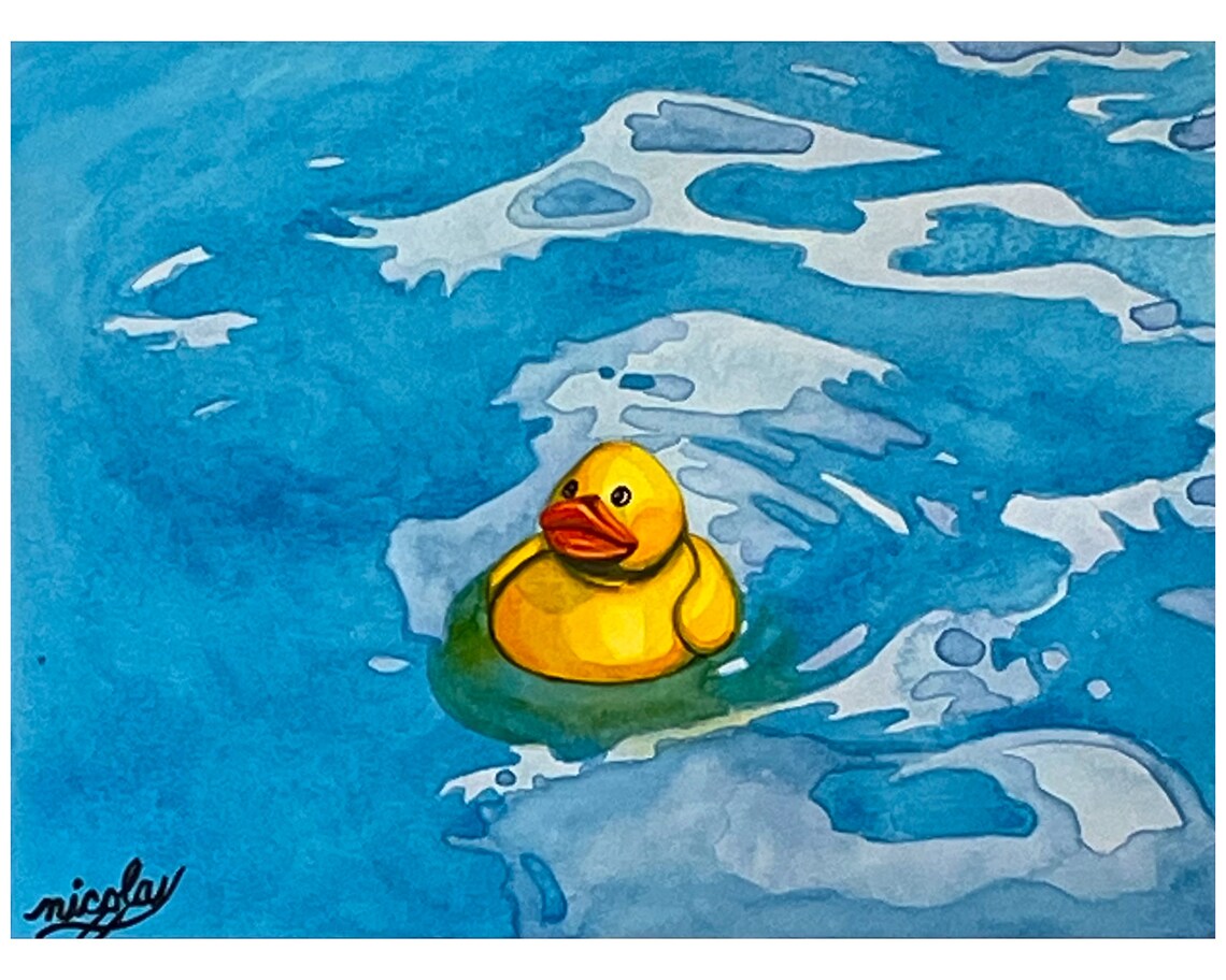 Original Watercolor Painting Rubber Duck Painting Rubber Etsy