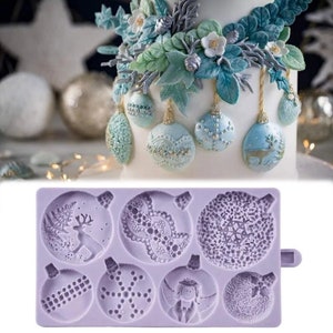 Christmas Snowflake deer Baubles Silicone Fondant Mould Cake Decorating Tools Chocolate Gumpaste Molds, Sugarcraft, Kitchen Gadget