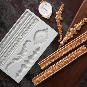 Anyana DIY European Frame Cake Border Silicone Mold Baroque Scroll Relief Fondant Cake Decorating Tools Candy Chocolate Gumpaste Mould