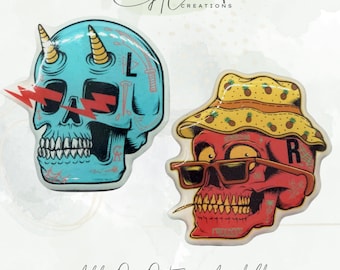 Custom X-Ray Markers: Crazy Skulls| 2 Initials | Add a Badge Reel or Marker Pad | Gift Set with option add-on items |  Radiology | RT