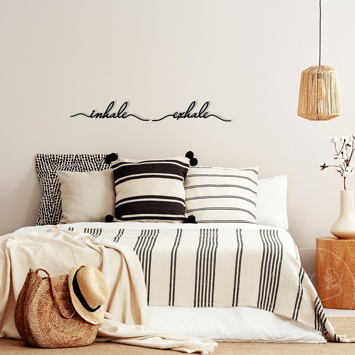 Bedroom farmhouse wall decor Inhale Exhale Metal wall art | Etsy