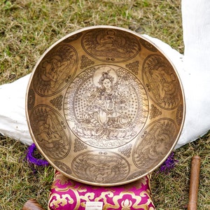 Tibetan Carved Singing Bowl | Handcrafted Singing Bowl for Sound Healing and Meditation