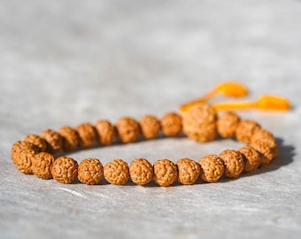 Bracelet de perles Rudraksha naturelles - Bracelet unisexe pour personne spirituelle et pratiquant le yoga - Mala de poignet de méditation et de guérison