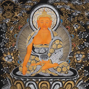 Shakyamuni Buddha The Enlightened One | Handpainted Tibetan Thangka | Spiritual Buddhist Art | Meditation Wall Decor