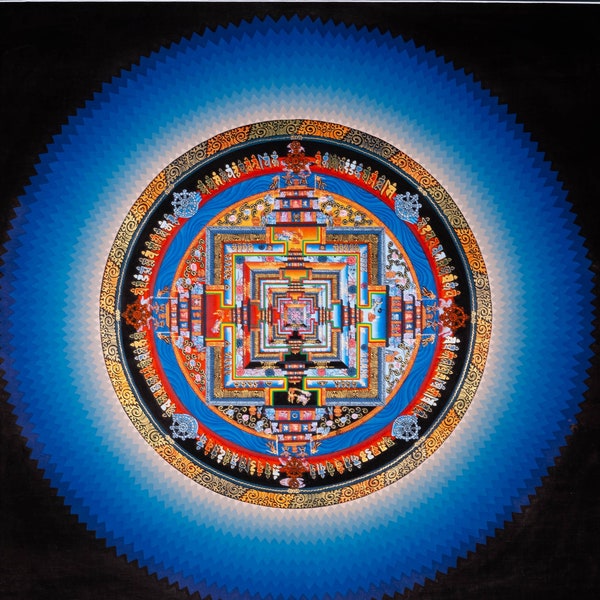 Lotus Kalachakra Mandala Thangka Painting for Peace - Meditation Thangka from Nepal | Buddhist Paintings