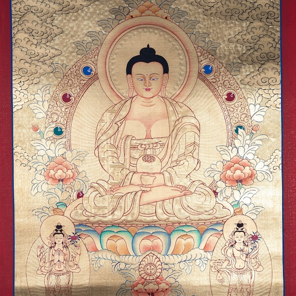 Lyap Long Life Amitabha Buddha Tibetan Thangka Painting - Best for meditation and spiritual practices