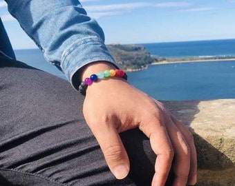 Bracelet en pierres naturelles de guérison pour les chakras | Diffuseur pierre de lave | 7 perles de chakra pour la protection et la guérison