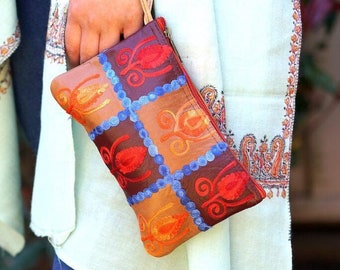 Ladies Purse with Vibrant Colors | Fashion Forward: Cashmere Design Purse with Kashmiri Embroidery | A Must-Have for Women!