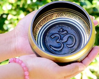 Tibetan Om Singing Bowl | Handcrafted Meditation Sound Bowl, Sacred Symbol Harmony