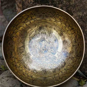 Singing Bowl with Deity Art- Manjushri | Handcrafted Tibetan Bowl | Sound Healing & Meditation Bowl