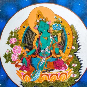 Original Hand Painted Green Tara Thangka - Best quality and Best Price arts from Himalayas Shop