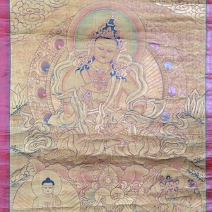 Antique Thangka Painting of Vajrasattva | Tibetan Buddhism Hand painted Art for spiritual practice