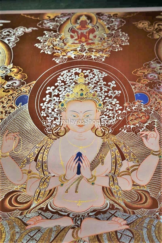 チェングレシ作 チベットのタンカ絵画（瞑想と祭壇用）｜壁掛け用の綿