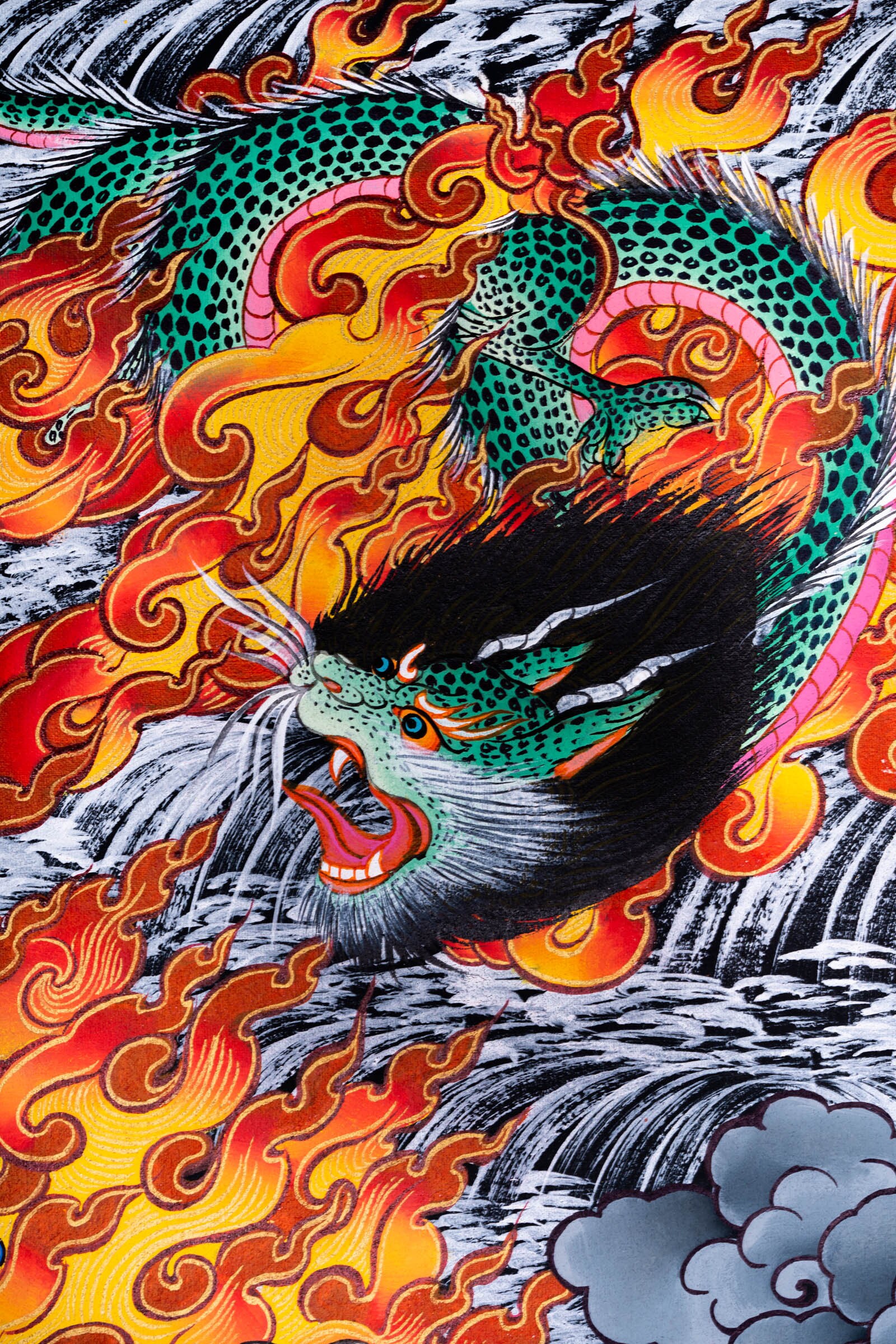 6本の腕を持つマハーカーラ・タンカ画 | チベットの守護神タンカアート