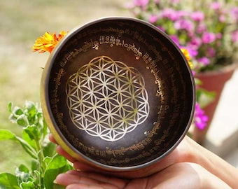 Tibetan Singing Bowl with Flower of Life | Spiritual Mantra bowl - Sound for chakra Healing, Meditation & Yoga