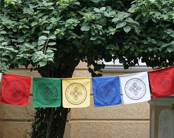Double Dorje Prayer Flag | Protection Prayer flag with Mantra Om Mane Padme Hum | Tibetan Prayer flag