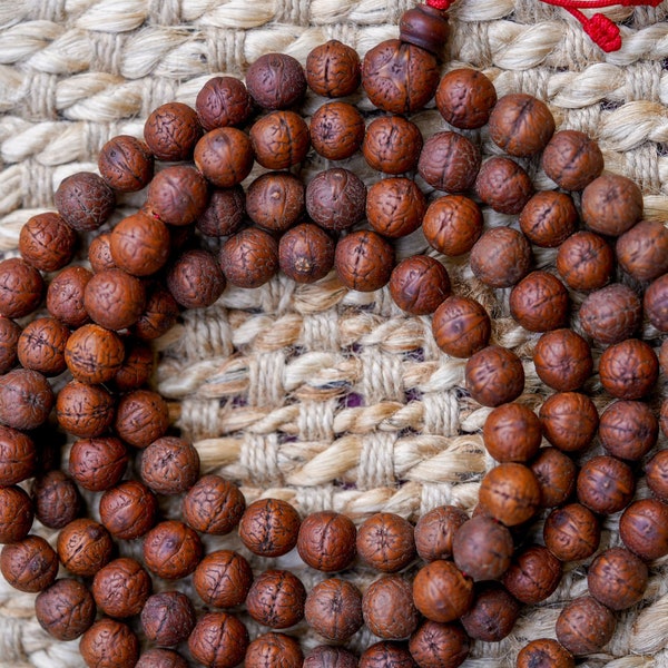 Dunkle Bodhi Mala | Echte Japa Bodhi Samen - Natürliche Perlen Armband Mala | Antike Phoenix Eye Mala