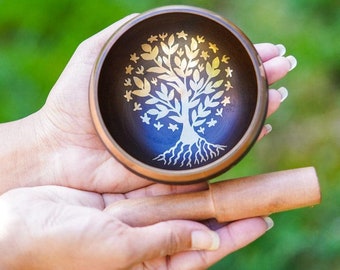 Singing Bowl from Himalayas, Nepal - Tree of Life Design | Handcrafted Tibetan Bowl for Healing, Meditation, and Sound Baths