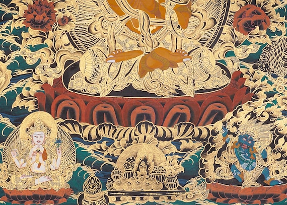 文殊菩薩タンカ｜知恵と洞察のための手作りのチベット美術｜精緻な仏教