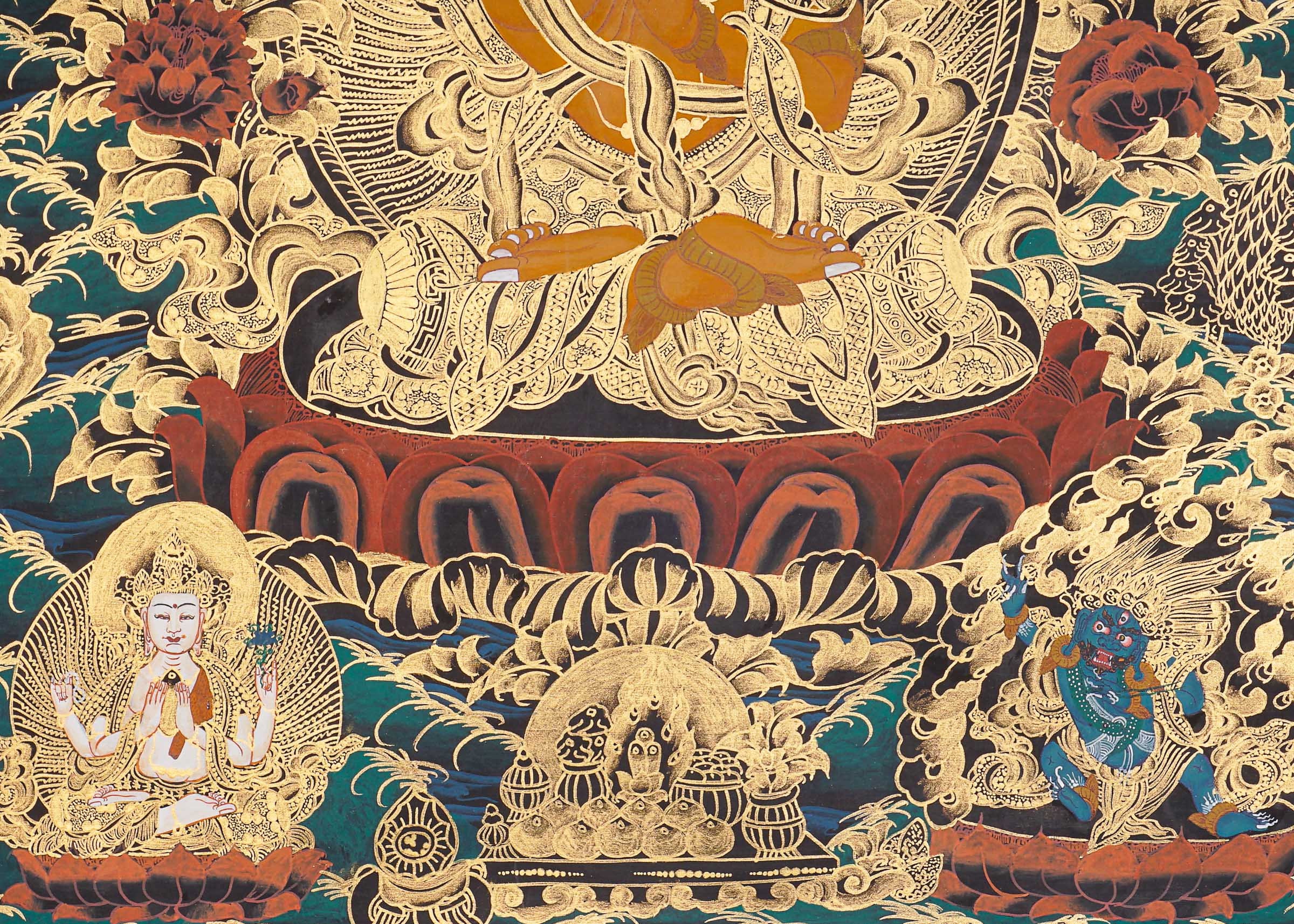 文殊菩薩タンカ｜知恵と洞察のための手作りのチベット美術｜精緻な仏教