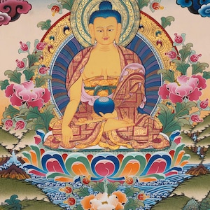 Path to Awakening – Hand-Painted Shakyamuni Buddha Art