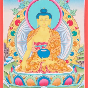 Shakyamuni Buddha Thangka | Thangka Painting of Buddha | Hand Painted Tibetan Wall Hanging Art