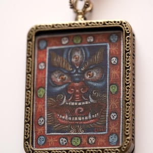 Mahakala Ghau Thangka Locket | Handcrafted Tibetan Buddhist Amulet | Protection Charm Pendant | Himalayan Spiritual Jewelry