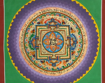 Round lotus mandala art | Thangka Painting for your room decor to enhance meditation and yoga practices | Religious art for spirituality