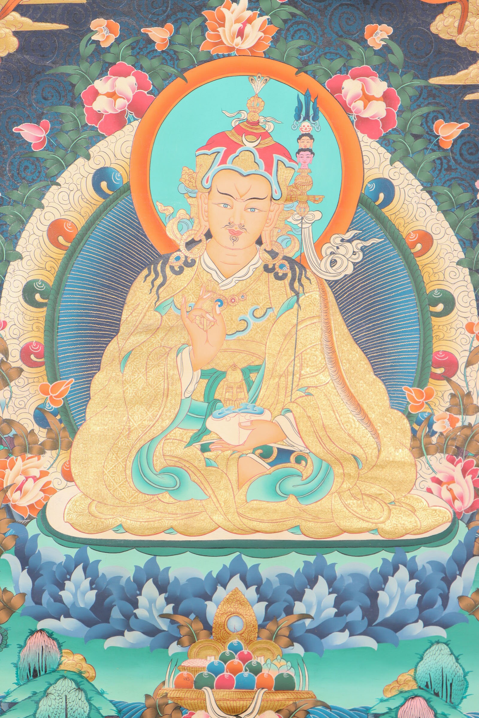 グル・リンポチェのタンカ（手彩色）｜壁の装飾やスピリチュアルな