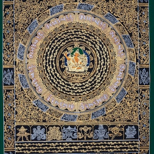 Om Mantra Mandala Thangka Painting | Om Mantra mandala canvas painting | Best for spiritual practice and positive energy