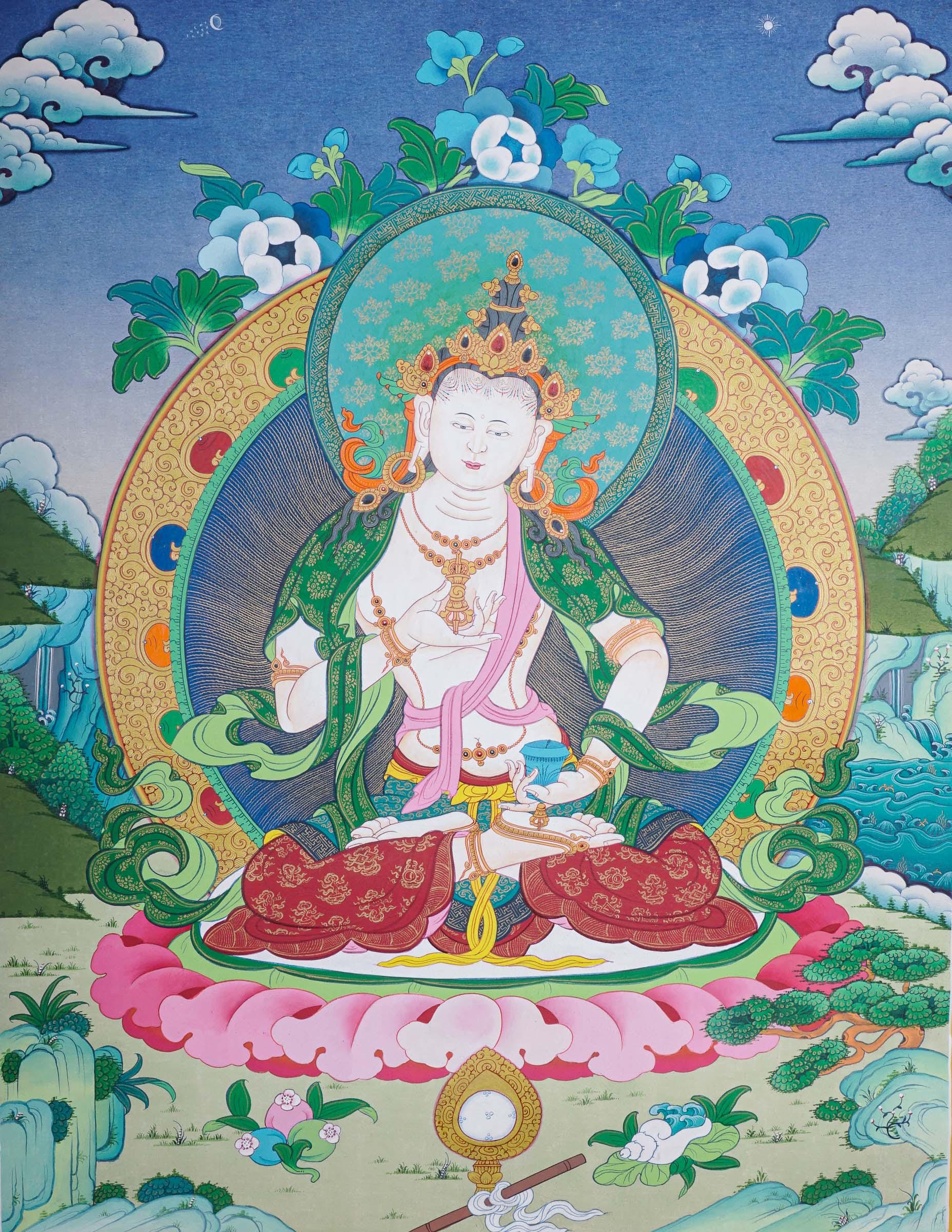 Vajrasattva - Genuine Thangka Painting - Tibetan Thangka art (Purification Practice)