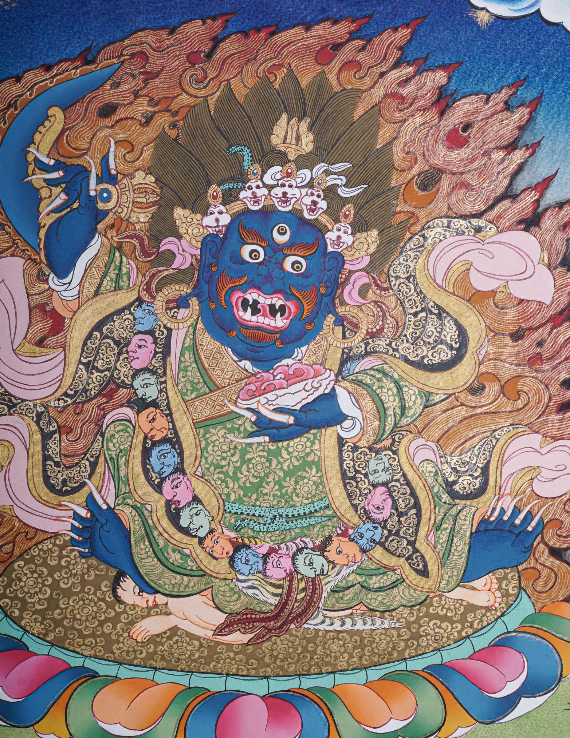 マハーカーラ・タンカ絵画｜手描きのチベット美術｜守護神｜保護と力の